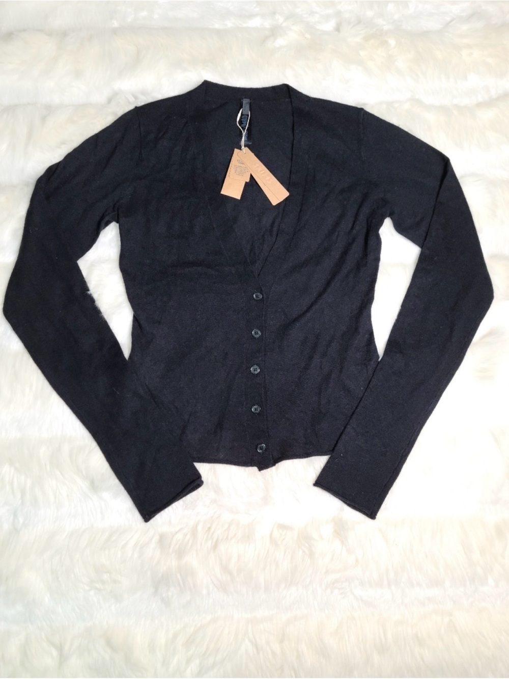 SKIMS Featherweight Cashmere Cardigan Onyx Black Size S NWT (G13) - Picture 2 of 5
